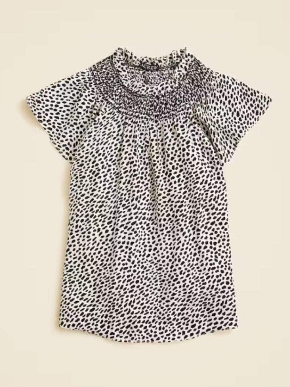 J Crew Smocked High-neck Top in Animal Print, NwT, Size XL